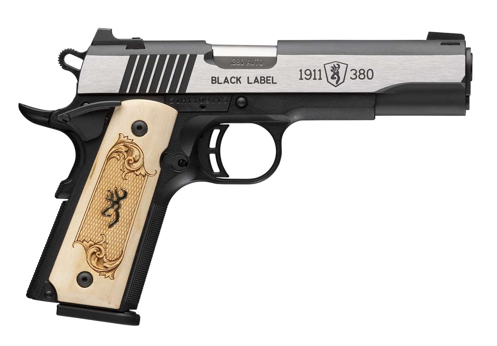 Browning 051998492 1911-380 Pistol .380 ACP 8+1 Maple Grip Nickel Finish - Browning - 380 ACP