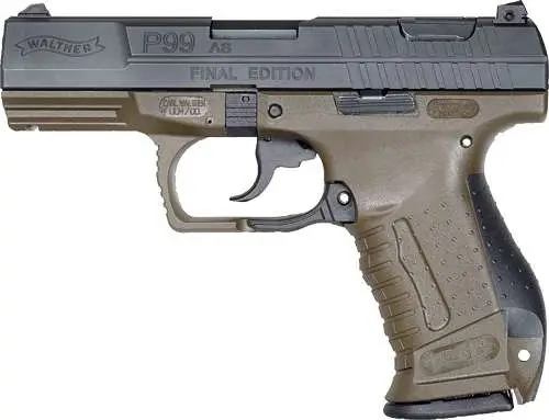 Walther P99 2874172CS 9MM 15+1 Pistol, OD Green, Black Slide, Final Edition