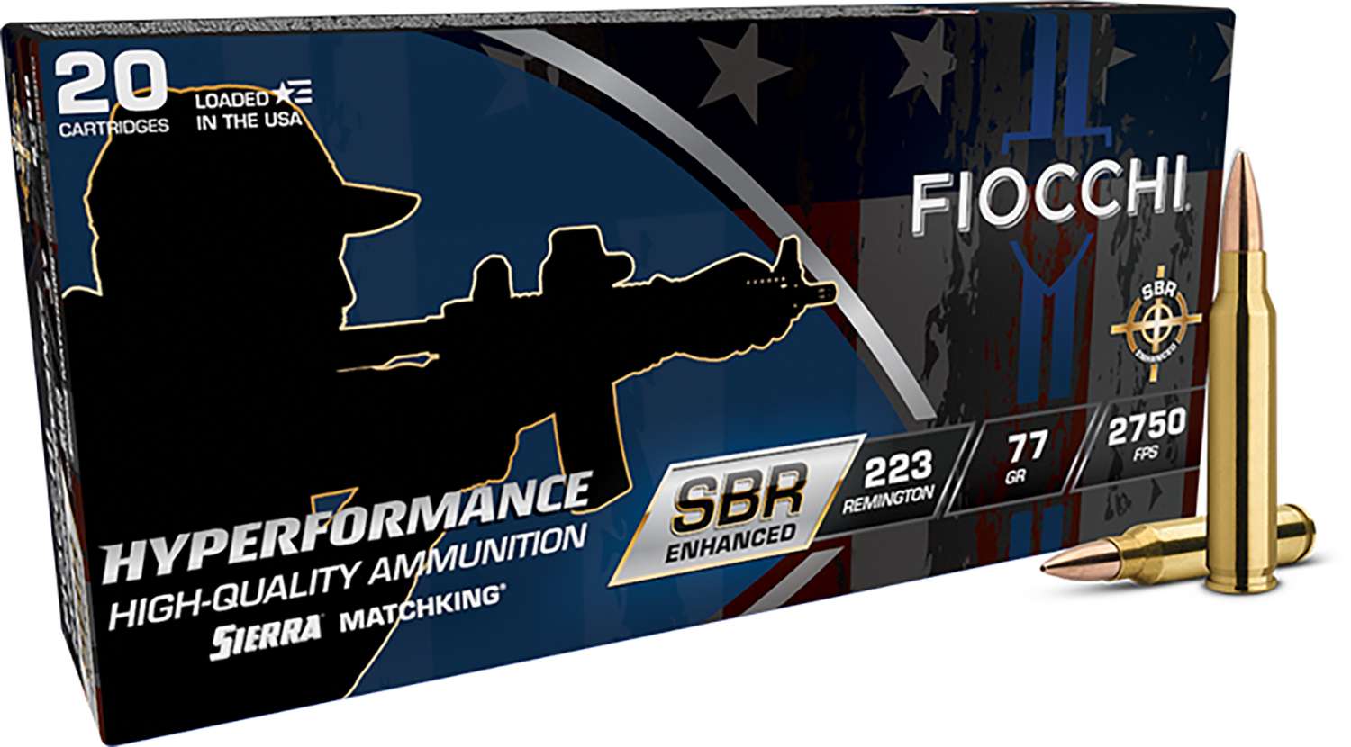 Fiocchi 223SBRD Hyperformance 223 Rem 77gr HPBT Rifle Ammo 20 Rd - Fiocchi - HOLLOW POINT BOAT TAIL