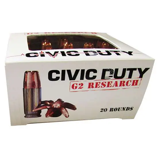 G2 Research G00622 Civic Duty 10mm Ammo 122gr Solid Copper HP 20 Rounds