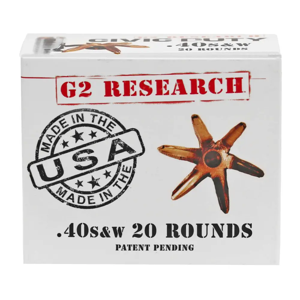 G2 Research G00620 Civic Duty 40 S&W 122gr Copper Ammo 20 Rounds