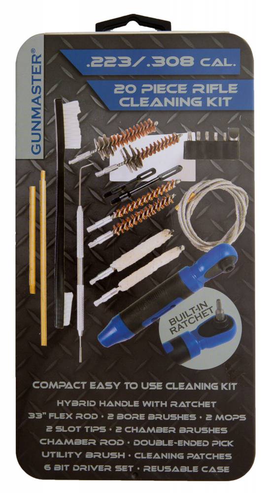 DAC GUNMASTER SLIM LINE 20 PIECE .223/.308 UNIVERSAL CLEANING KIT WITH RACHET HANDLE AND BIT SET