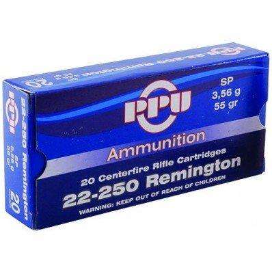 PPU PP22250 Standard Rifle 22-250Rem 55gr Soft Point 20 Per Box/10 Case - Prvi Partizan - 22-250 Rem