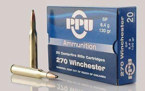 PPU PP2701 Standard Rifle 270Win 130gr Soft Point 20 Per Box/10 Case - Prvi Partizan - .270 WINCHESTER
