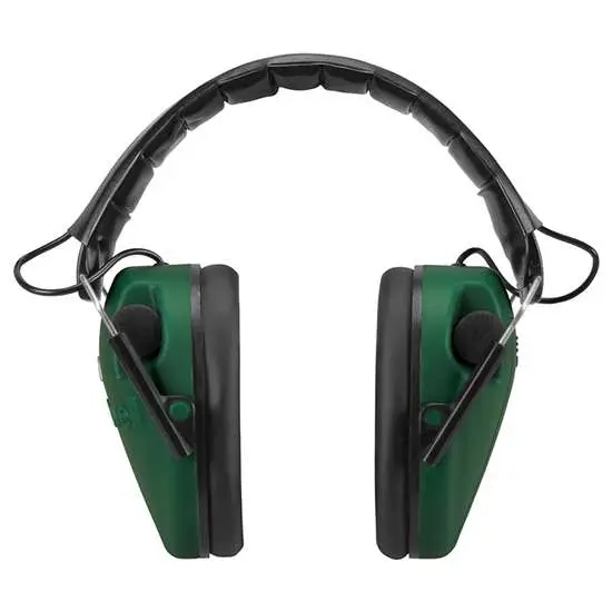 Caldwell 497700 E-Max Low-Profile Electronic Earmuffs, Dual Microphone, 85 dB Cutoff, 25 dB Noise Reduction, AAA Battery Powered, Green/Black