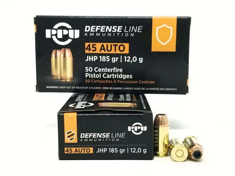PPU PPD45 Defense 45ACP 185gr Jacketed Hollow Point 50 Per Box/10 Case - Prvi Partizan - 45 ACP
