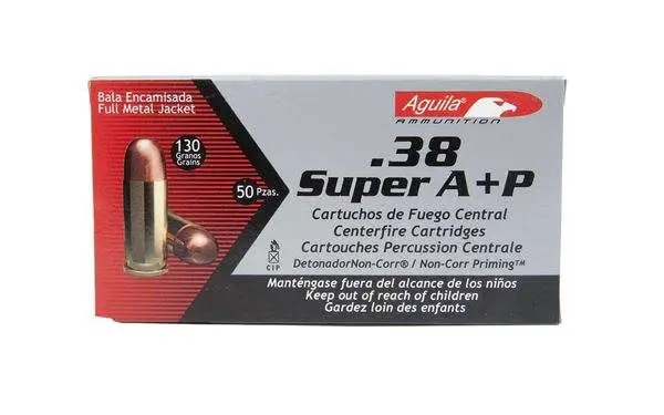 Aguila 1E382112 Target & Range Handgun 38 Super +P 130 gr FMJ - 50 Per Box/ 20 Cs