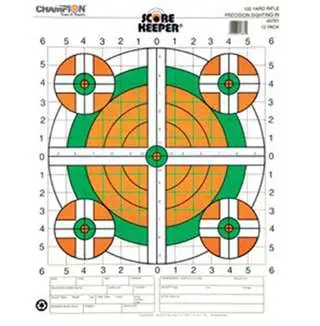 Champion Targets 45761 100 Yards Rifle Sight In 12 Pack Green Orange - Champion - 8.5" X 11"