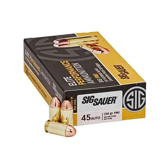 Sig SAUER 45 Auto 230gr FMJ 50 Rounds/Box Elite Ball Ammo (E45BA3-50) - Sig Sauer - FULL METAL JACKET