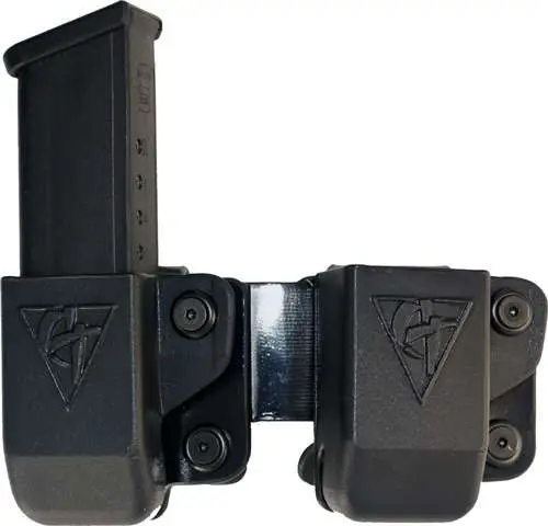 Comp-Tac C62304000LBKN Twin Mag Pouch Double Style made of Kydex with Black Finish, Belt Clip & 1.50" Belt Size compatible with Double Stack 9mm, 40 or 45 GAP Glock Mags for Right Hand
