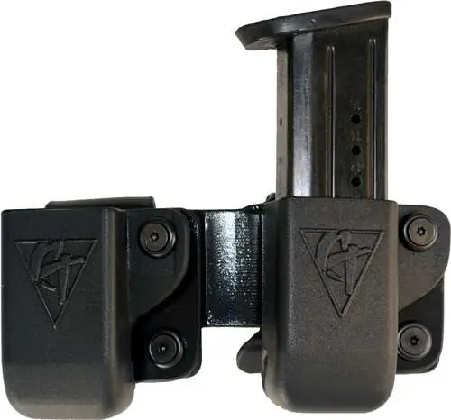 Comp-Tac C62312000LBKN Twin Mag Pouch Double Style made of Kydex with Black Finish, Belt Clip & 1.50" Belt Size compatible with S&W M&P; Sig P320/P229 9mm/40 Mags for Right Hand