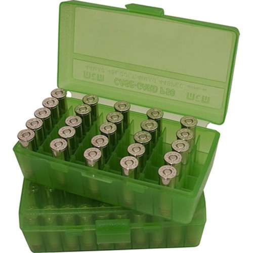 MTM Pistol Ammo Box 50rd Flip Top 9mm Green - Holds 50 Rounds - Made in USA - MTM Case-Gard - 30 LUGER
