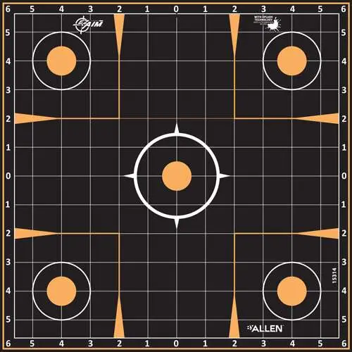 Allen EZ Aim Splash Sight-In Target 12x12 5pk - Self-Adhesive, Orange/Black - Allen Company