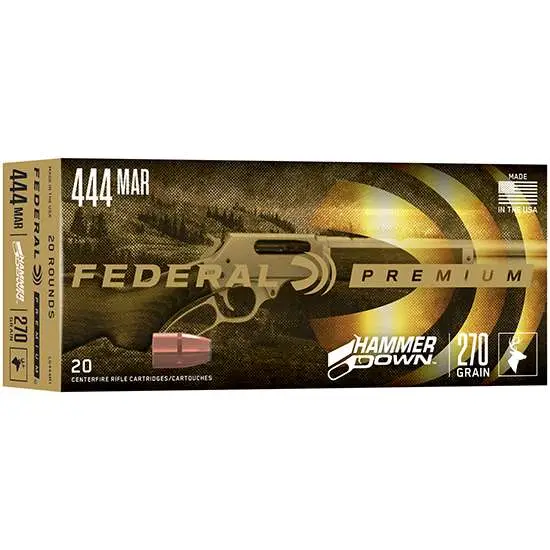 Federal LG444M1 .444 Marlin 270gr Bonded Soft Point Nickel-Plated Brass Ammo, 20 Rounds - Federal Premium Ammunition - BONDED HOLLOW POINT