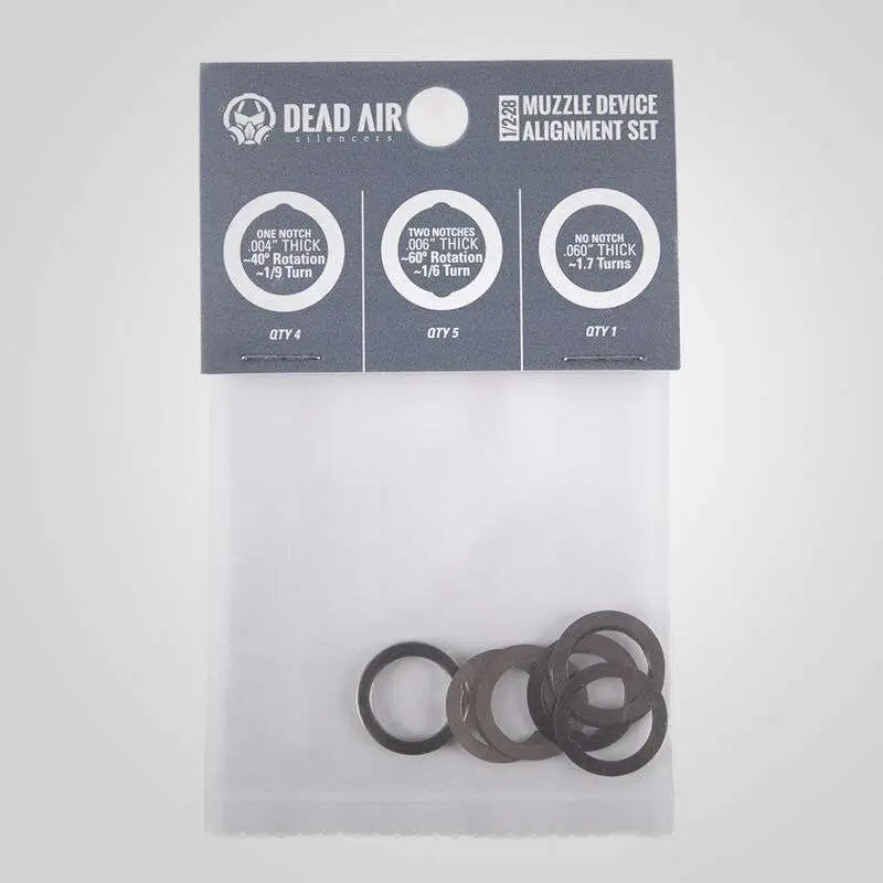 Dead Air Shim Kit for 1/2-28 or 5/8-24 Threads - Precise Alignment for Muzzle Devices
