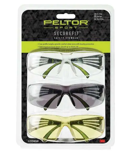 3M Peltor Sport SecureFit 400 Eyewear Clear/Amber/Gray Lens - 3M/Peltor - BLACK