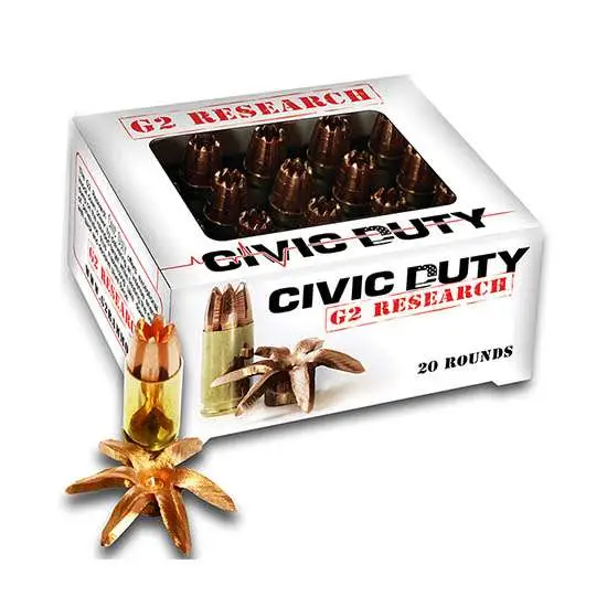 G2 Research Civic Duty 45 ACP +P 168 gr Copper Expansion Projectile