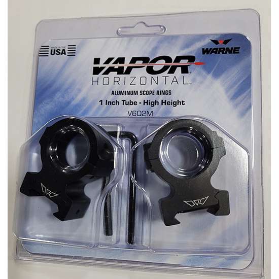Warne Vapor 1" High Aluminum Scope Rings - Horizontal Split, Black, CNC Machined - Warne - 1"