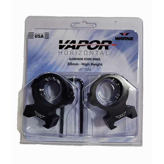 Warne Vapor Horizontal 30mm High Matte Scope Rings Fits Picatinny (V615M) - Warne - 30MM