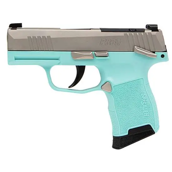 Sig Sauer P365-380 Semi-Auto Pistol, Robin's Egg Blue, Nickel Slide, 10-Round - Sig Sauer - 380 ACP