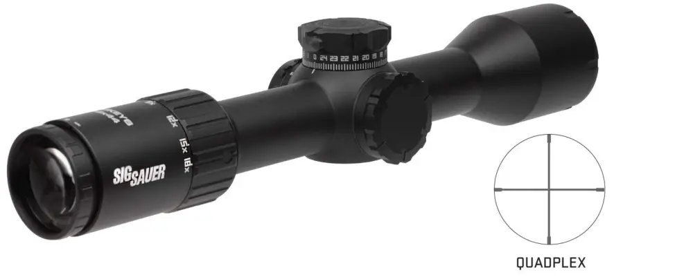 Sig SAUER WHISKEY6 3-18x44mm 30mm Quadplex SFP Riflescope (SOW63114) - Sig Sauer - 44MM