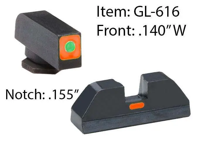 AmeriGlo GL-616 Glock Sight Set Green Tritium Orange Outline - AmeriGlo - STEEL