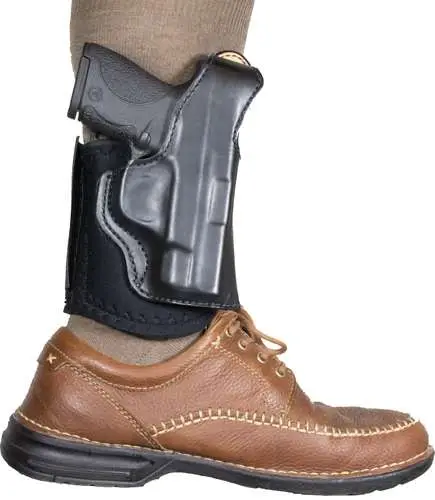 DeSantis Gunhide 014PCY8Z0 Die Hard Ankle Rig Black Leather Ankle Fits Glock 42 Right Hand